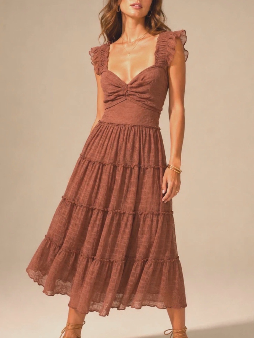Max Studio Sleeveless Mesh Dress in Cedarwood Size Medium NWT/0285